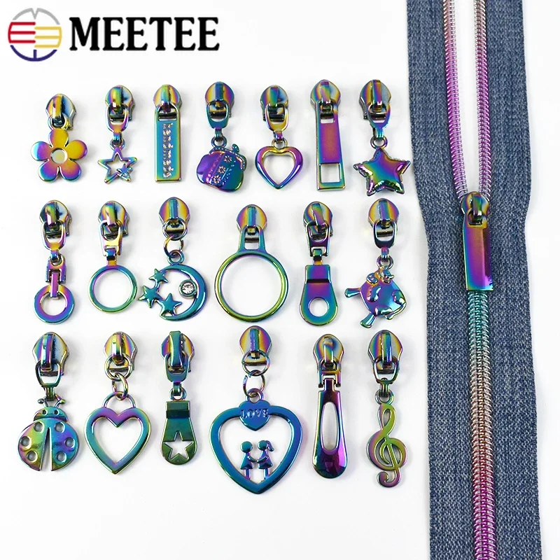 1/2/3/4/5Meters 5# Nylon Zipper Tape with Colored Zip Slider Bags Garment Pocket Decor Zippers Repair Kit DIY Sewing Accessories