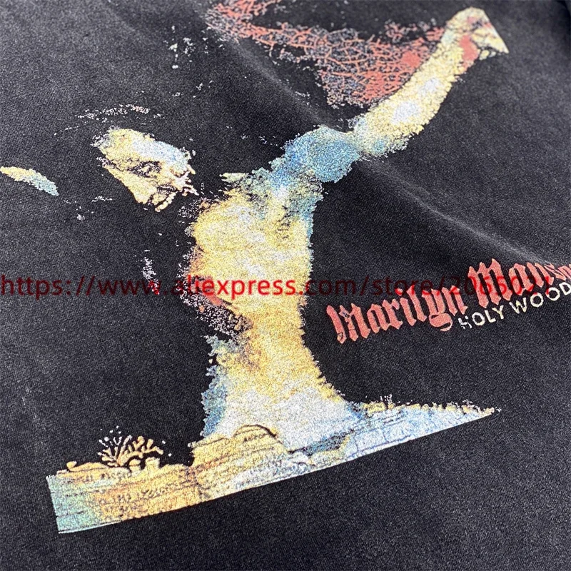 Washed Marilyn Manson T Shirt Men Women Vintage Tee Tops