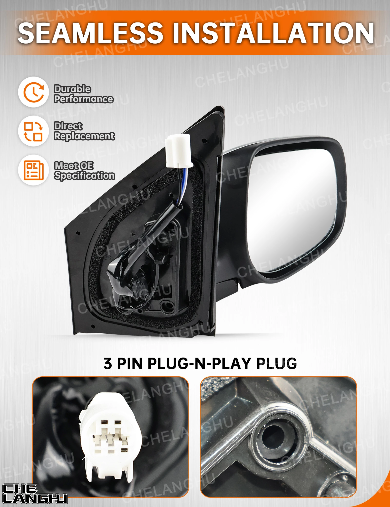 For Toyota Corolla 2009 2010 2011 2012 2013 Car accessories Right Side 3 Pin Silver Painted Power Adjust Mirror Assembly 5