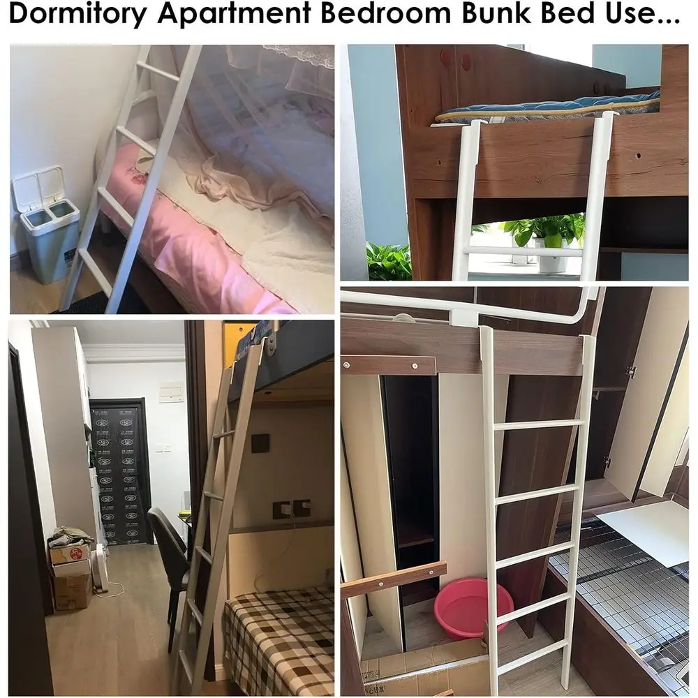 سلم أمان معدني أسود بطول 1.55 متر للأسرة العلوية والمركبات الترفيهية والعلية والقوارب - مثالي للأطفال وكبار السن