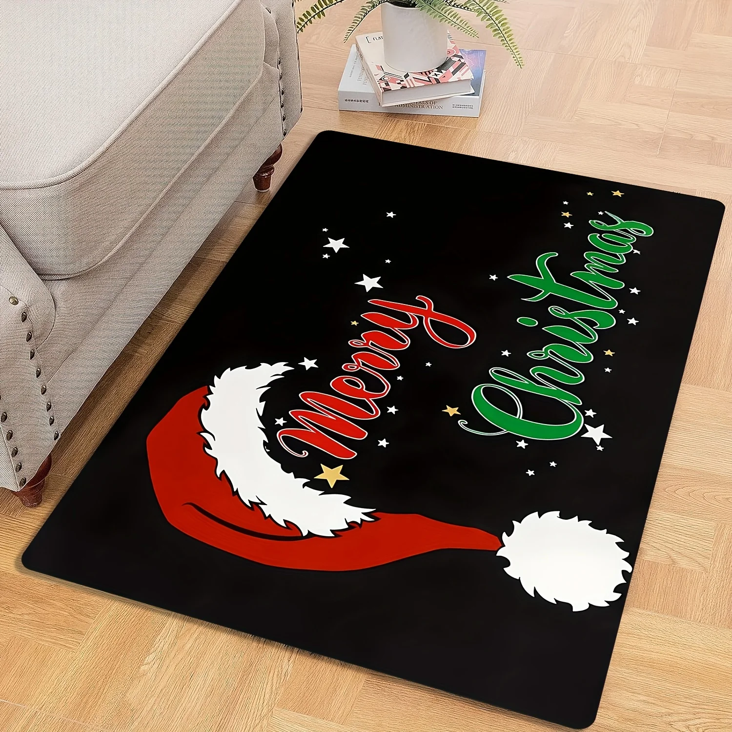 Xmas Highland Cattle Pair Doormat Charming Festive Seasonal Rug For Porch Indoor Holiday House Home Ornament