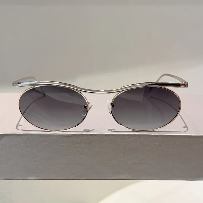Vintage Kleine Runde Legierungs-Steampunk-Sonnenbrille für Männer Neue Mode Gradient Gothic Punk Sonnenbrille für Frauen Trendige Fahrbrille – Detail 12