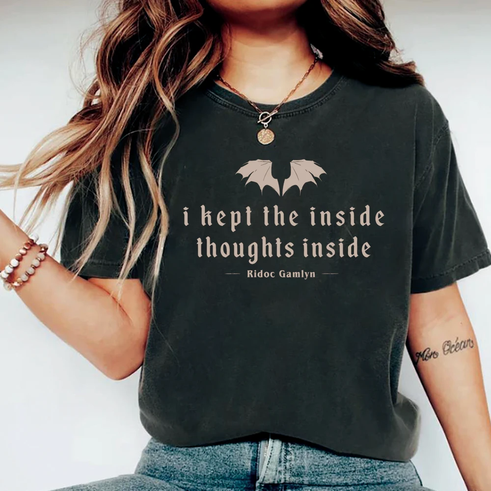 

I Kept The Inside Thoughts Inside T-shirt Quest Squad Shirt Fourth Wing Tshirt Book Lover Tee Unisex Bookish Short Sleeves Tops