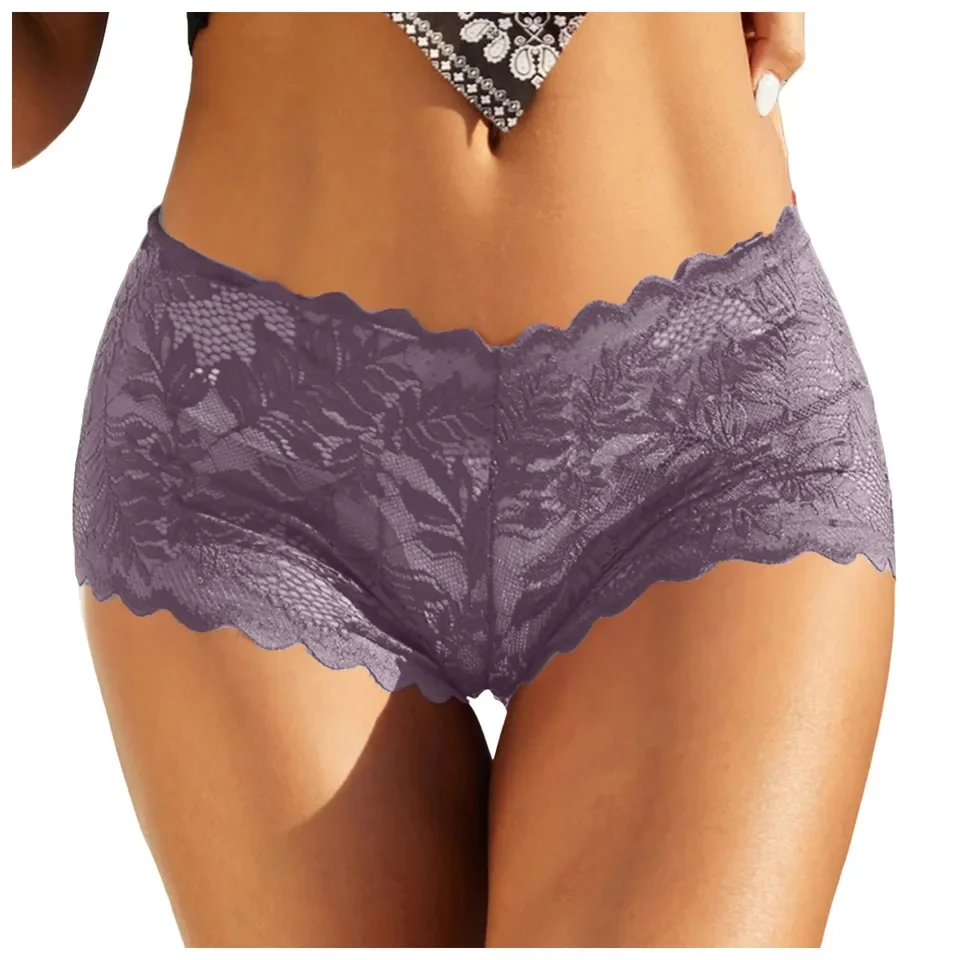 

Womens Boyshorts Lace Floral Embroidered Sexy Panties Plus Size Low Rise Underwear Comfortable Underpants Female Lingerie