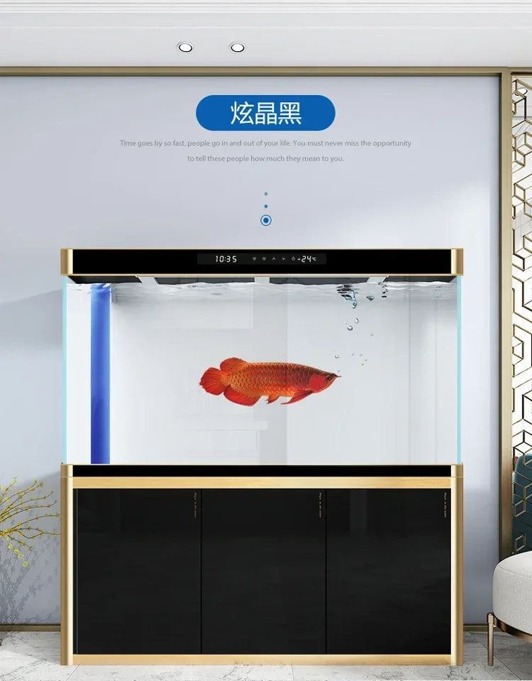 

Aquarium living room floor-to-ceiling ultra-white glass bottom filter water-free ecological fish tank HY