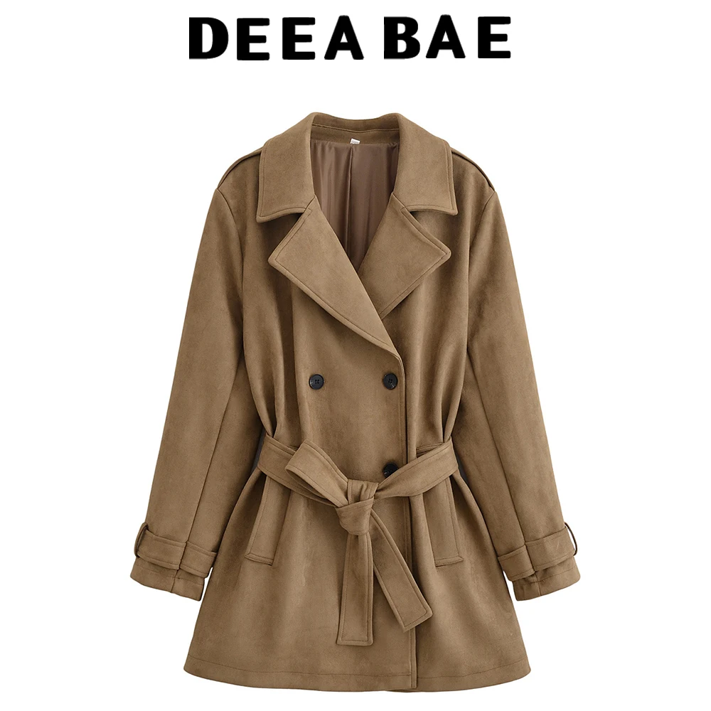 

DEEABAE осенняя новая женская одежда с поясом и воротником-стойкой, плащ с длинными рукавами, короткая куртка