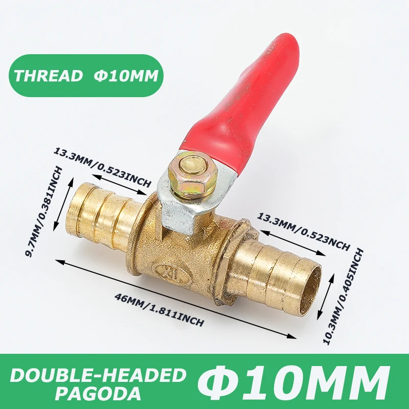 1/4 6mm 8mm 10mm12mm Ball Faucet Shutoff Ball Valve Hose Barb Inline Water Oil Air Gas Fuel Line Small Brass Ball Valve