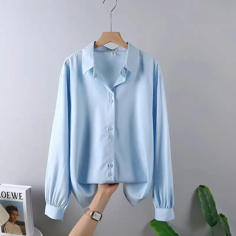 2025 Autumn New Casual Chiffon Shirt Women Shirts Fashion Female Long Sleeve Loose Solid Blouse Tops Office Lady Clothes Popular image 4