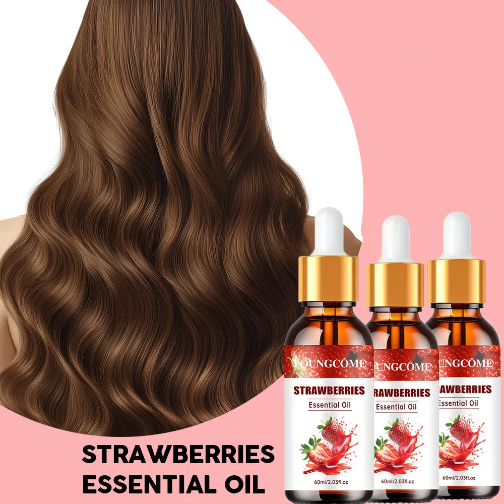 Strawberry Hair Oil 2in1 Growth & Shine, Cold-Pressed, No Sulfates, for Dry/Frizzy Hair 5min Repair Travel Size Halal-Certified