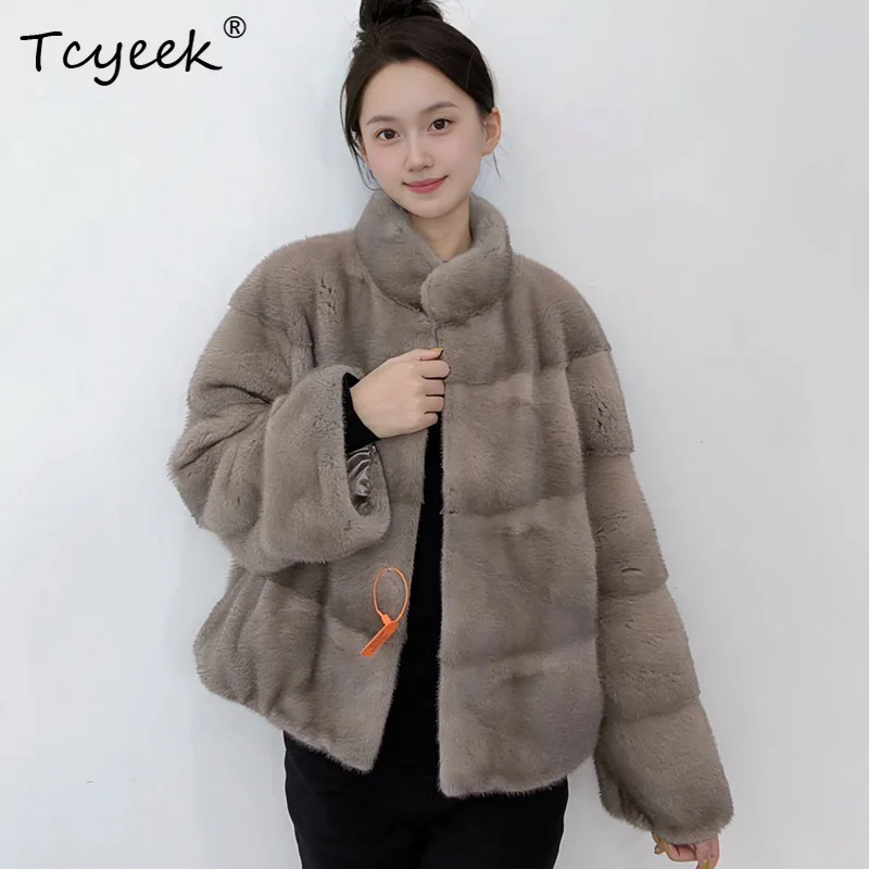 Tcyeek Natural Mink Fur Coat Women Winter Clothes Womens Coats New in Coats Whole Female Mink Real Fur Jacket Fourrure Femme