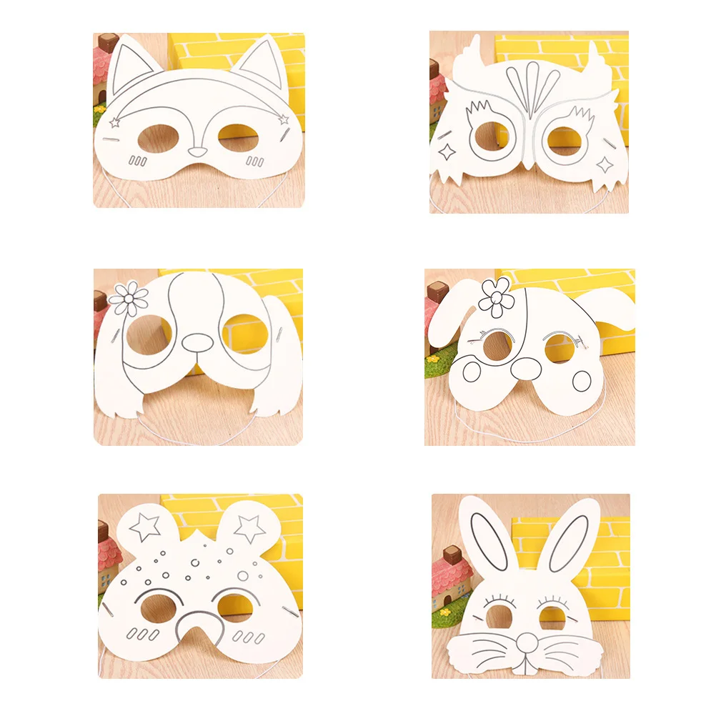 

24 Pcs Blank Mask Paintable Masks Craft White Manual Animal Die Cut Party Paper
