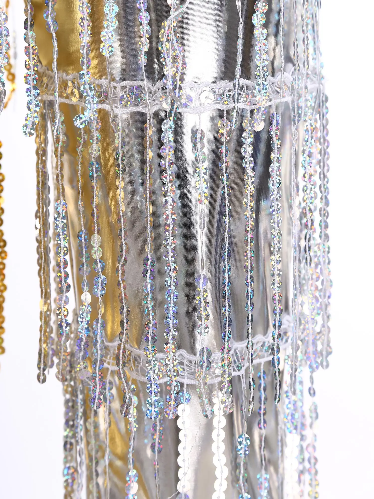 Pantalones de baile disco de los años 70 para mujer, pantalones largos metálicos con franjas de lentejuelas y borlas, pantalones para baile latino de Tango, Salsa