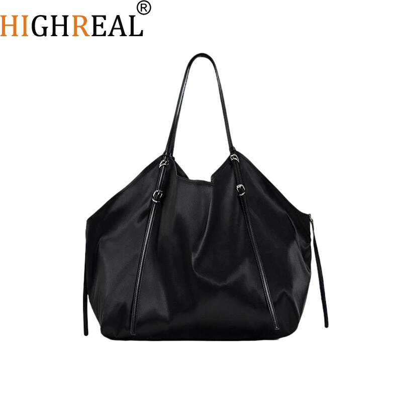 Oversize Satin Tote Bags for Women Soft Silk Shoulder Bag Luxury Designer Black Handbags Large Shopper Purses New Women Bag