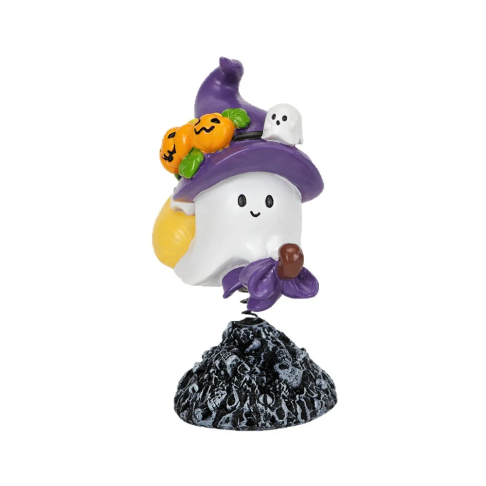 

Funny Resin Halloween Ghost Statue Cartoon with Spring Ghost Art Sculpture Cute Ghost Figurine Ornament Bookshelf