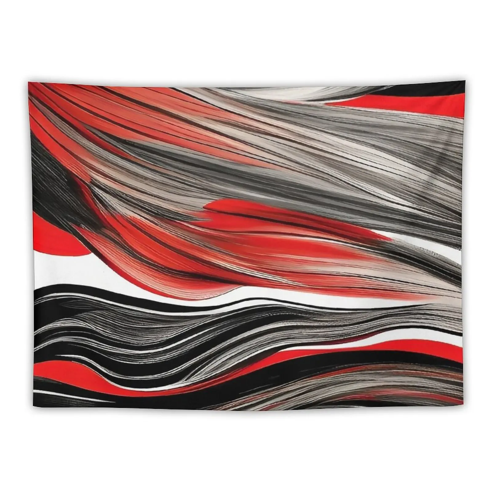 New Red and Black Waves and Twisted Swirls Abstract Illustration Tapestry Room Decor For Girls House Decorations