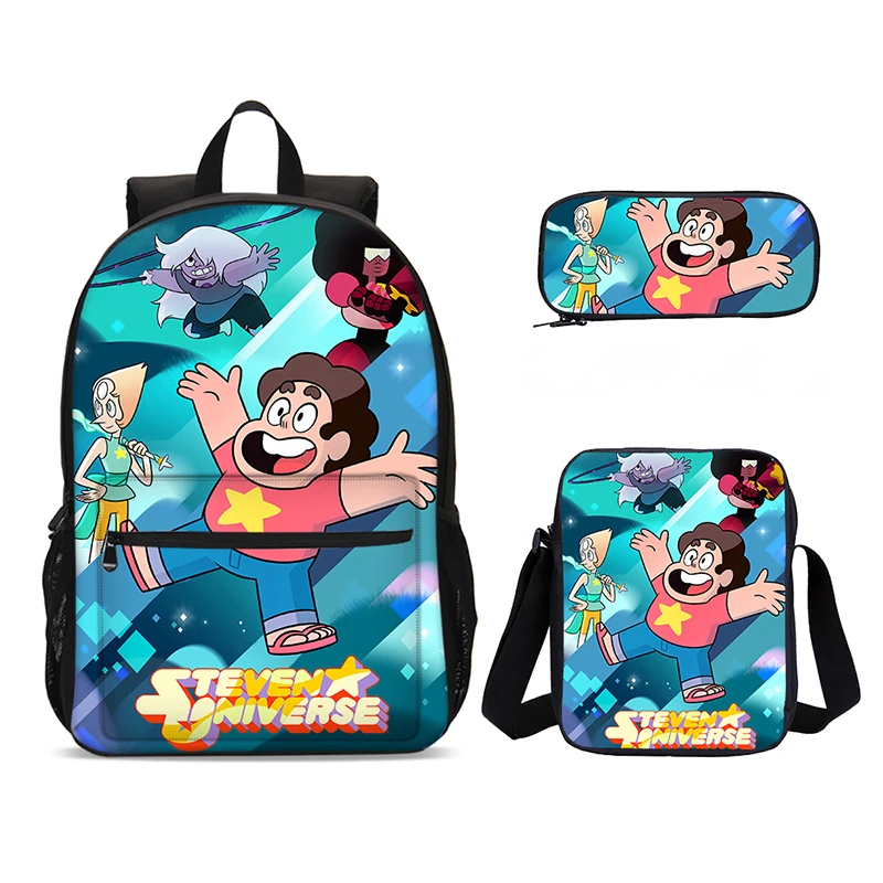 Steven Universes Child School Backpack 3pcs Set Shoulder Bags Pencil Case Book Bags for Boys Girls Best Gift 1-3pcs Set