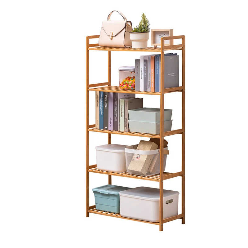 

Modern Customizable Portable Bamboo Multifunctional Freestanding Bookshelf Storage Rack for Kitchen Living Room Factory Designed