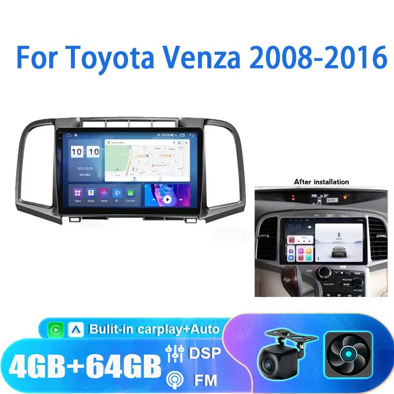 

9“4+64GB Car Radio For Toyota Venza 2008-2016 Multimedia Player Navigation GPS Android Auto Carplay FM DSP WIFI 2Din