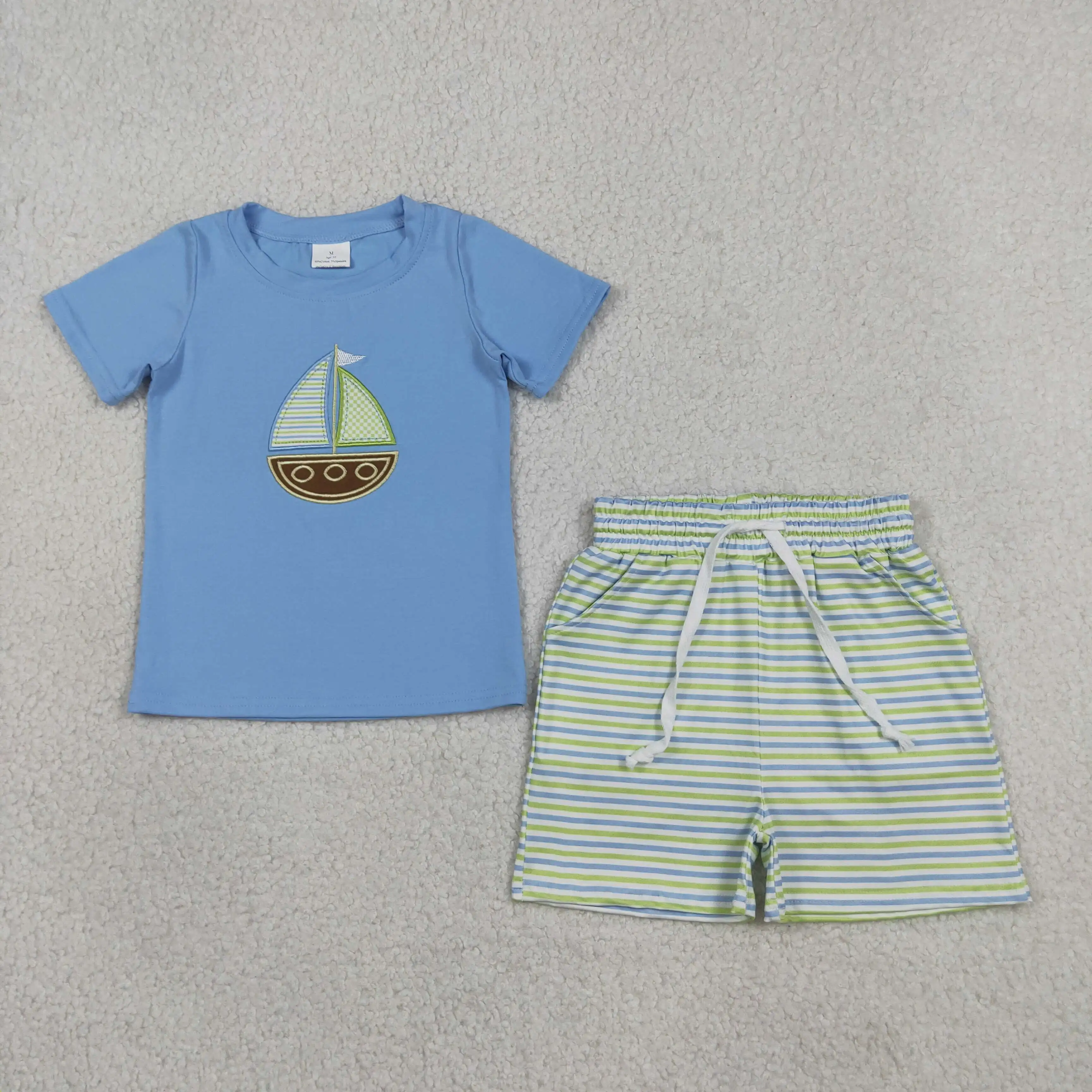 conjuntos-de-roupas-para-meninos-com-bordado-camisa-azul-de-manga-curta-para-criancas-conjunto-infantil-com-calcas-listradas-e-bolsos