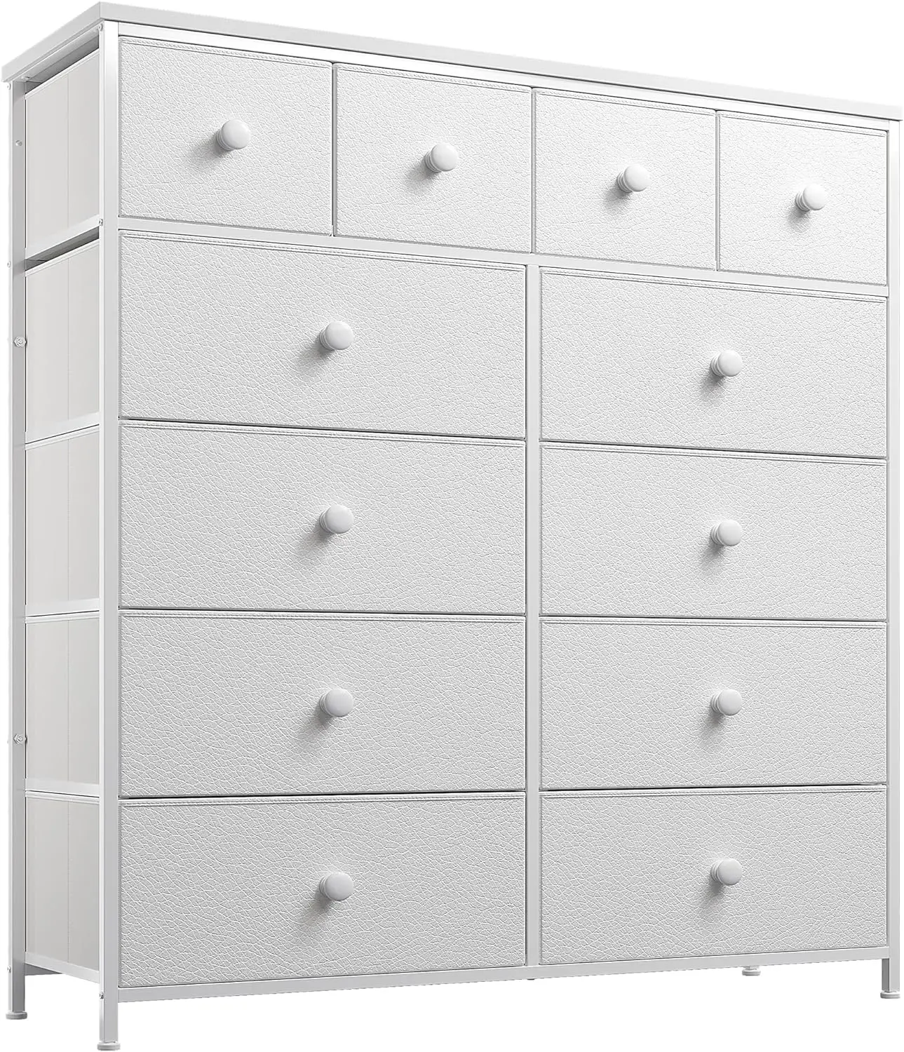 12 Drawers Dressers & Chest of Drawers Tall Dressers for Bedroom Closet, Clothes, Wooden Top，Sturdy Metal Frame