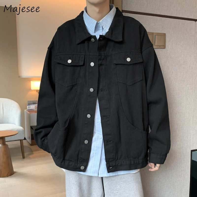 

Jackets Men Cargo Streetwear Popular Japanese Fashion All-match Couples Clothes Teens Harajuku Handsome Denim Ins Baggy Solid BF