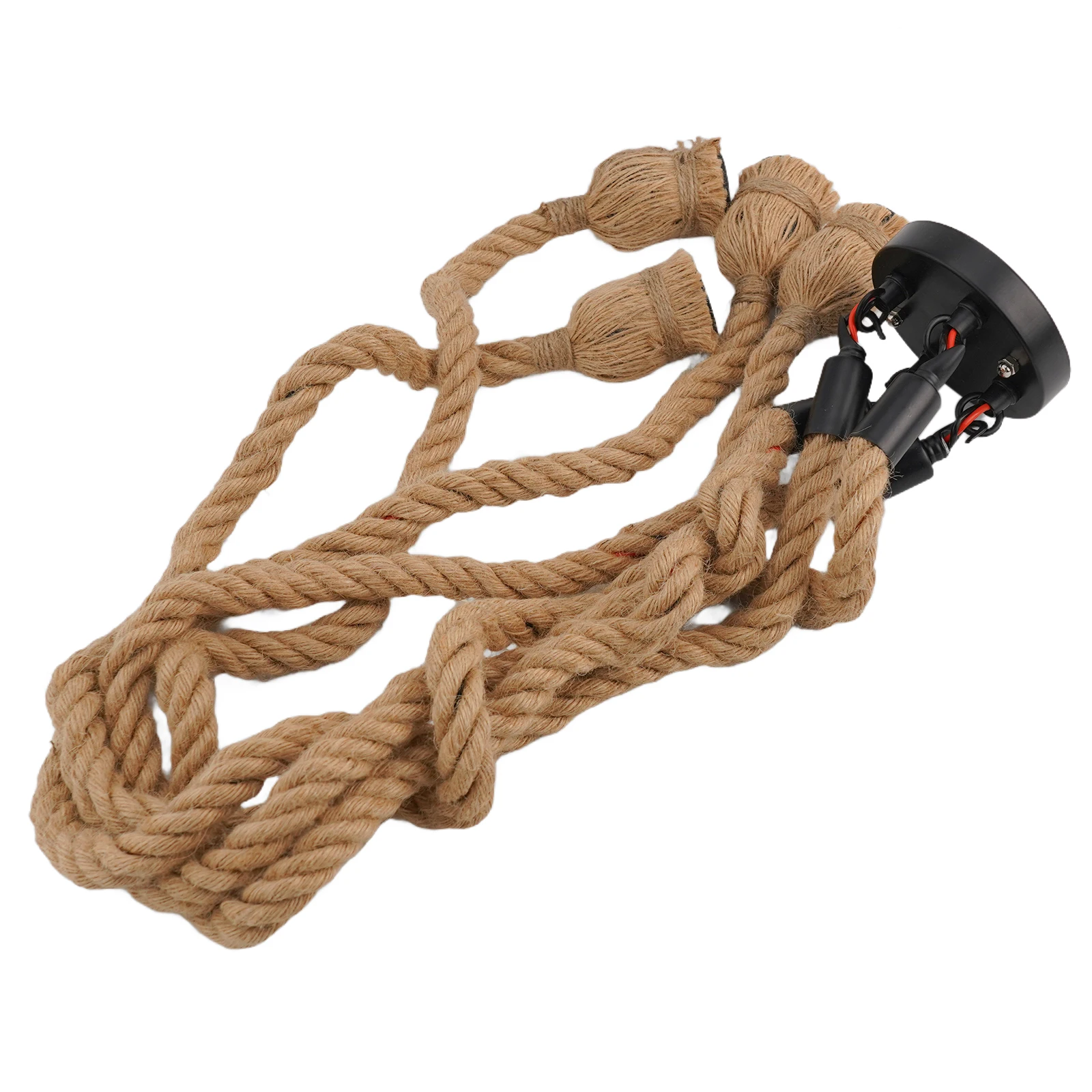 الرجعية ضوء قلادة ضوء 4 أضواء قلادة ضوء المناسب E27 مصباح حامل الأرض الأصفر حبل القنب IP20 العملي #4