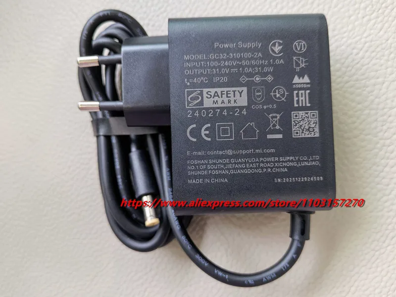 Genuinel 31V 1A GC32-310100-2A GC32-310100-7A For MI Xiaomi Vacuum Cleaner AC Adapter Power Supply GC32-310100-1A BatteryCharger