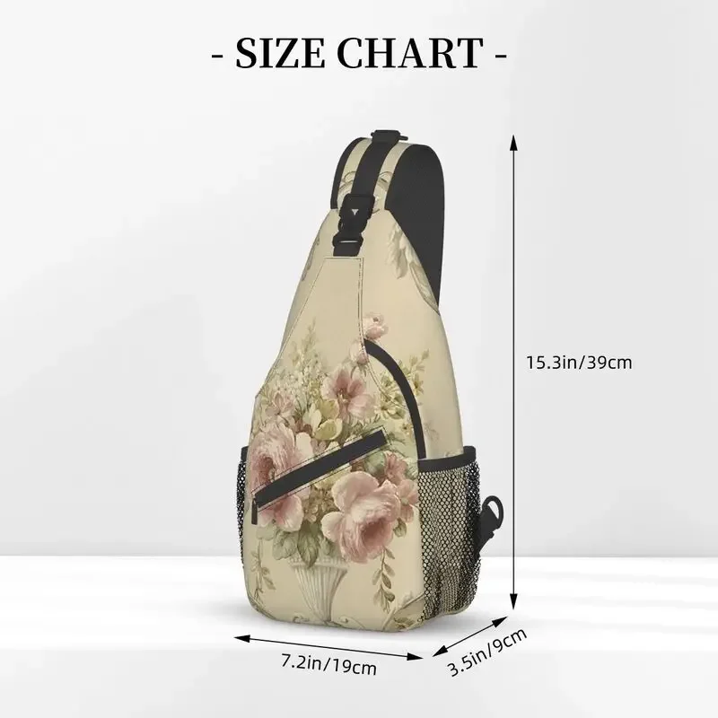 Sac à dos à bandoulière victorien pour hommes, motif floral personnalisé, sac de poitrine initié pour voyage, sac à dos de randonnée, rose