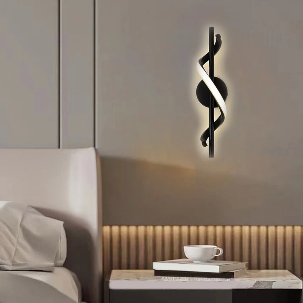 LED Wall Lamp Bedside Sconce Gold Decorative Lighting Three-color Adjustable Light Living Room Balcony Corridor Indoor Fixtures