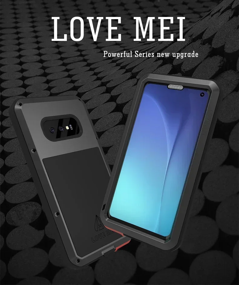 Love Mei Powerful Shock Dirt Proof Water Resistant Metal Armor Cover Phone Case for Samsung Galaxy S10/S10 Plus/S10lite