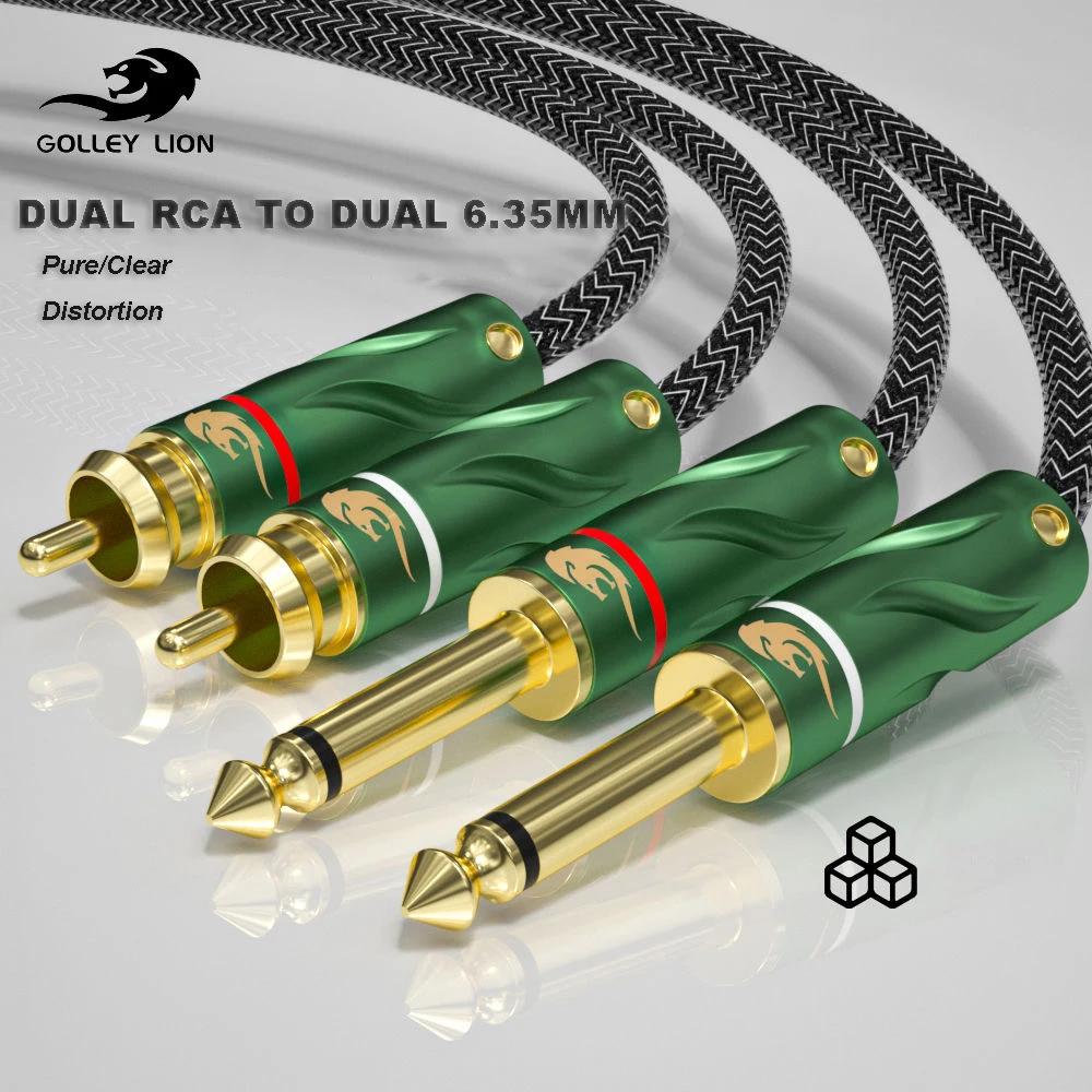 

Classical Style Audio Cable Dual 6.35mm 1/4 Inch TS Jack to Dual RCA for Mixing Console Sound Box OFC Cable 1M 1.5M 3M 5M 10M