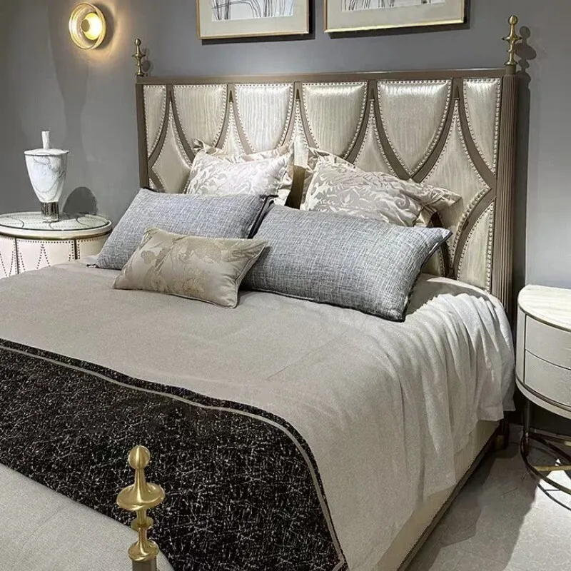#American-style Light Luxury Modern European-style All-solid Wood Double High-end Wedding Bed Pure Copper Customizable Sizes