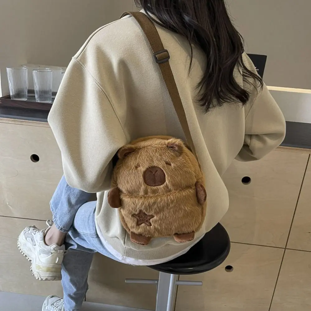 Sac à bandoulière dessin animé mignon pour fille, porte-monnaie, jouet en peluche, grande capacité, fermeture éclair, sac pour téléphone portable, sacs en peluche Kawaii initiés, mode