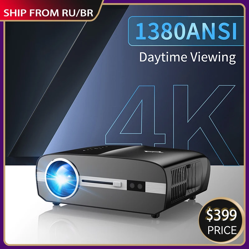 1080P 4K Home Theater Projector met Scherm Slimme Bluetooth Projectors Wifi Draadloze Projectie Full Ultra Video Projectieapparaat 1380 Ansi Lumen Digitale Proyector Auto Focus Binnengebruik