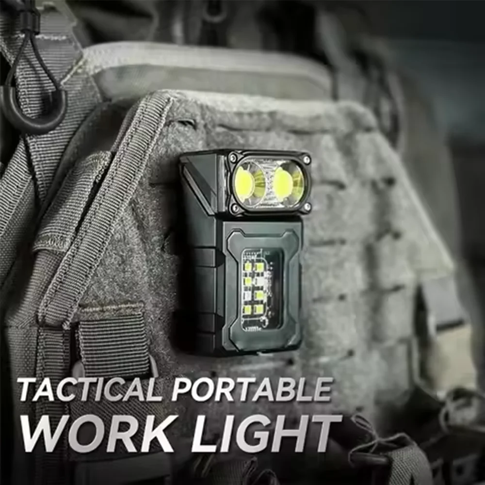 Mini USB Rechargeable LED Flashlight Portable Super Bright Torch with Tail Magnet, Side COB Outdoor Emergency Camping Lantern