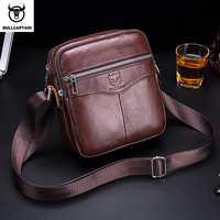 BULLCAPTAIN Brand Casual Men's Shoulder Bag Leather Messenger Bag's Men Compact Mini Multifunctional Short-Distance Travel Bage