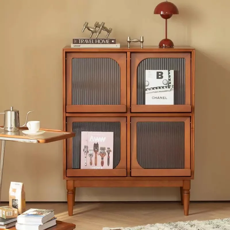 

Japanese bookcase Nordic solid wood magazine living room sofa storage locker retro locker display side cabinet locker