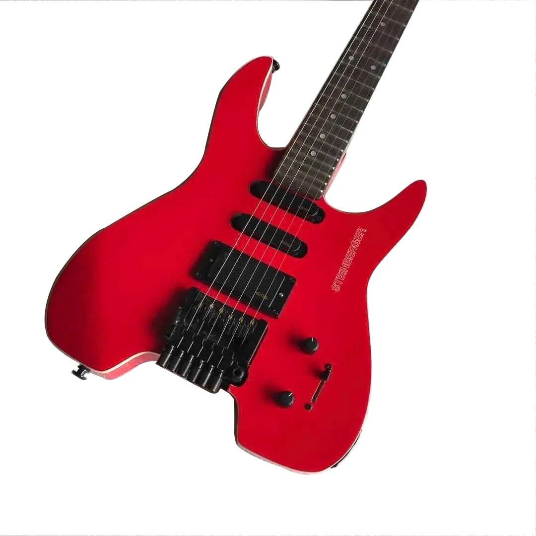 Headless  Guitar Red Colors 6 Strings Steinberger Shaped Portable Metal MusicTravel Accept Custom Any Style