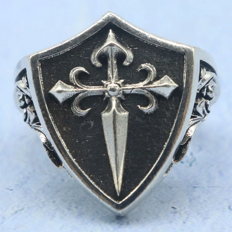 

Buy 3 Get 1 Free 26x25mm 12g Highly Recommend Cross and Holy Medal Guardian Art Relief Silver Rings Many Sizes SheCrown