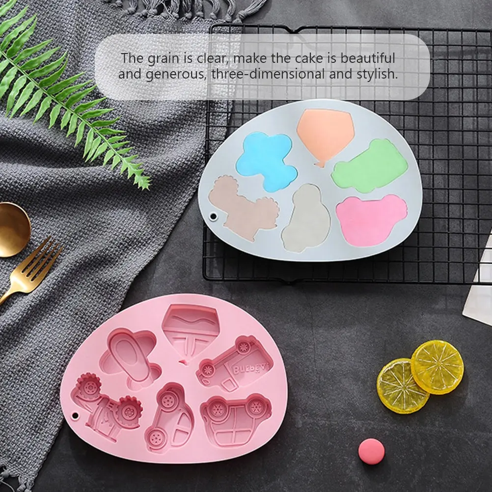 2Pcs Cartoon Vehicle Silicone Mold Chocolate DIY Cake Mold Microwave Oven Safe Easy Release Baking Tool for Artistic Skills
