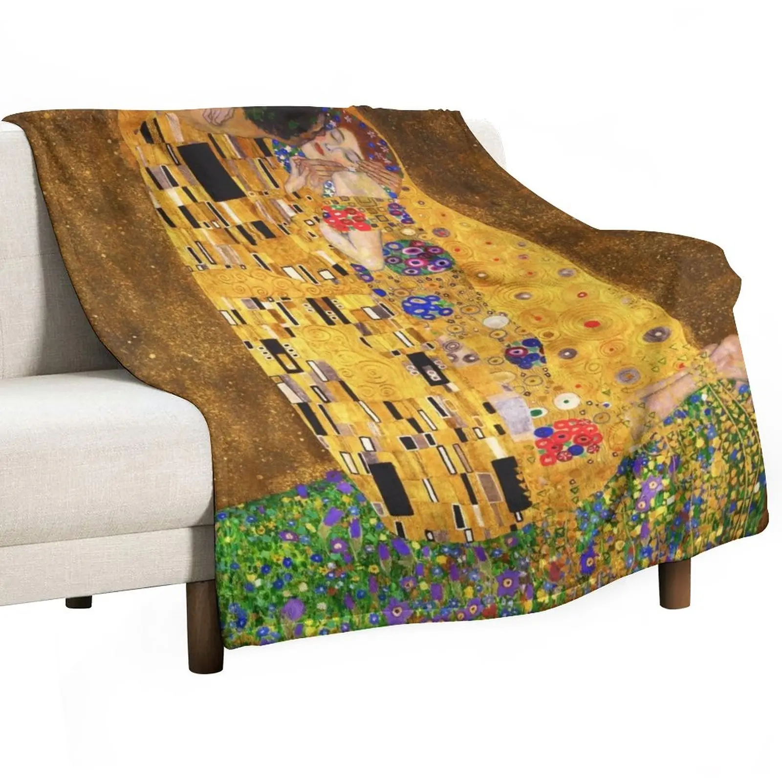 The Kiss by Gustav Klimt (1907 - 1908) Throw Blanket Summer Bedding Blankets blankets and throws