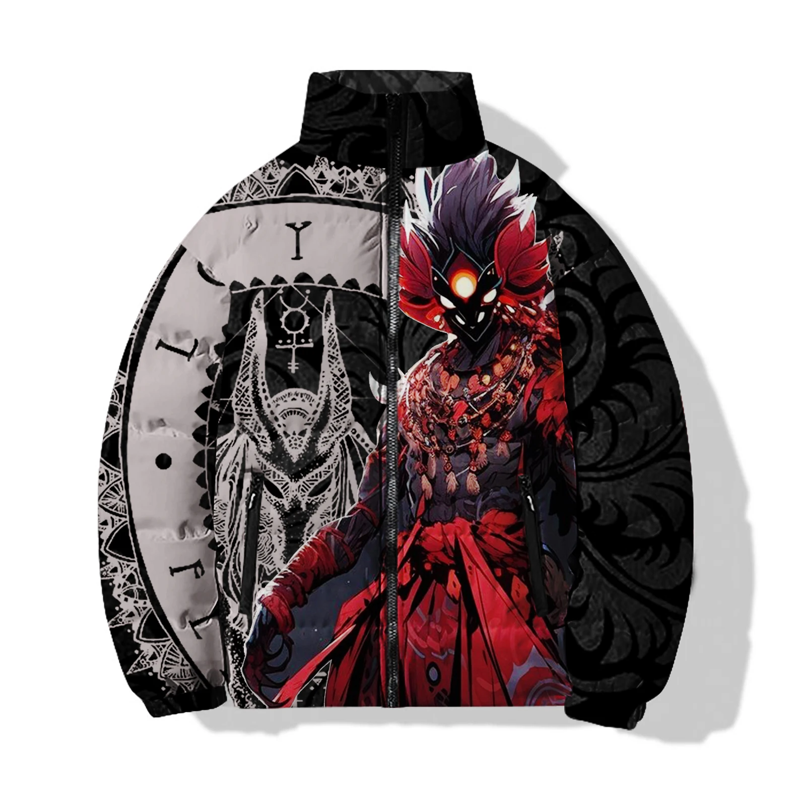 Herren Winter lässige Baumwoll kleidung lose Jacke Gothic Ghost Warrior und Monster bedruckte Baumwoll kleidung Harajuku Streetwear