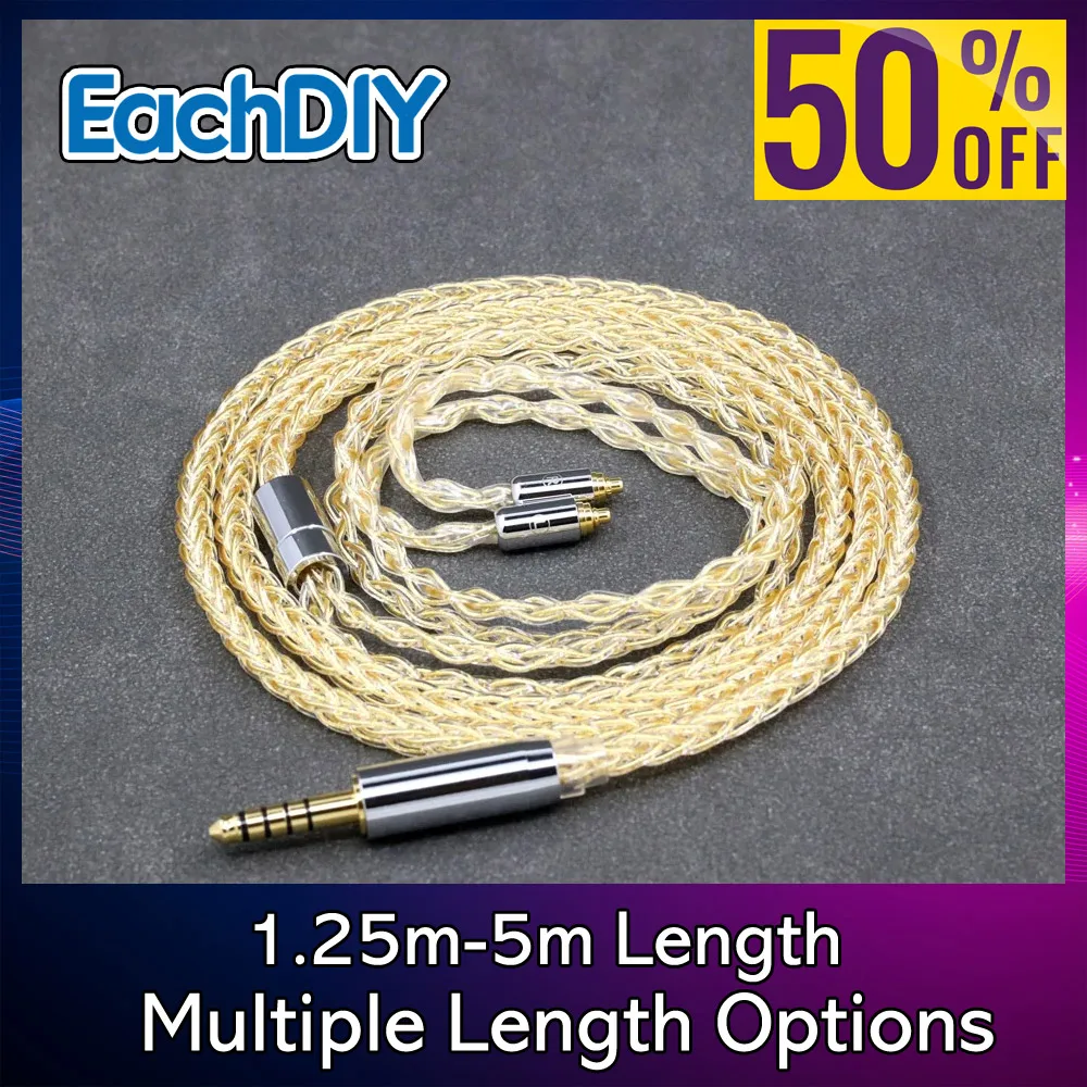 7n Pure 99% Silver 24k Gold Plated 8 Core Sleeve Earphone Cable For Sennheiser IE200 IE300 IE900 IE600 8435