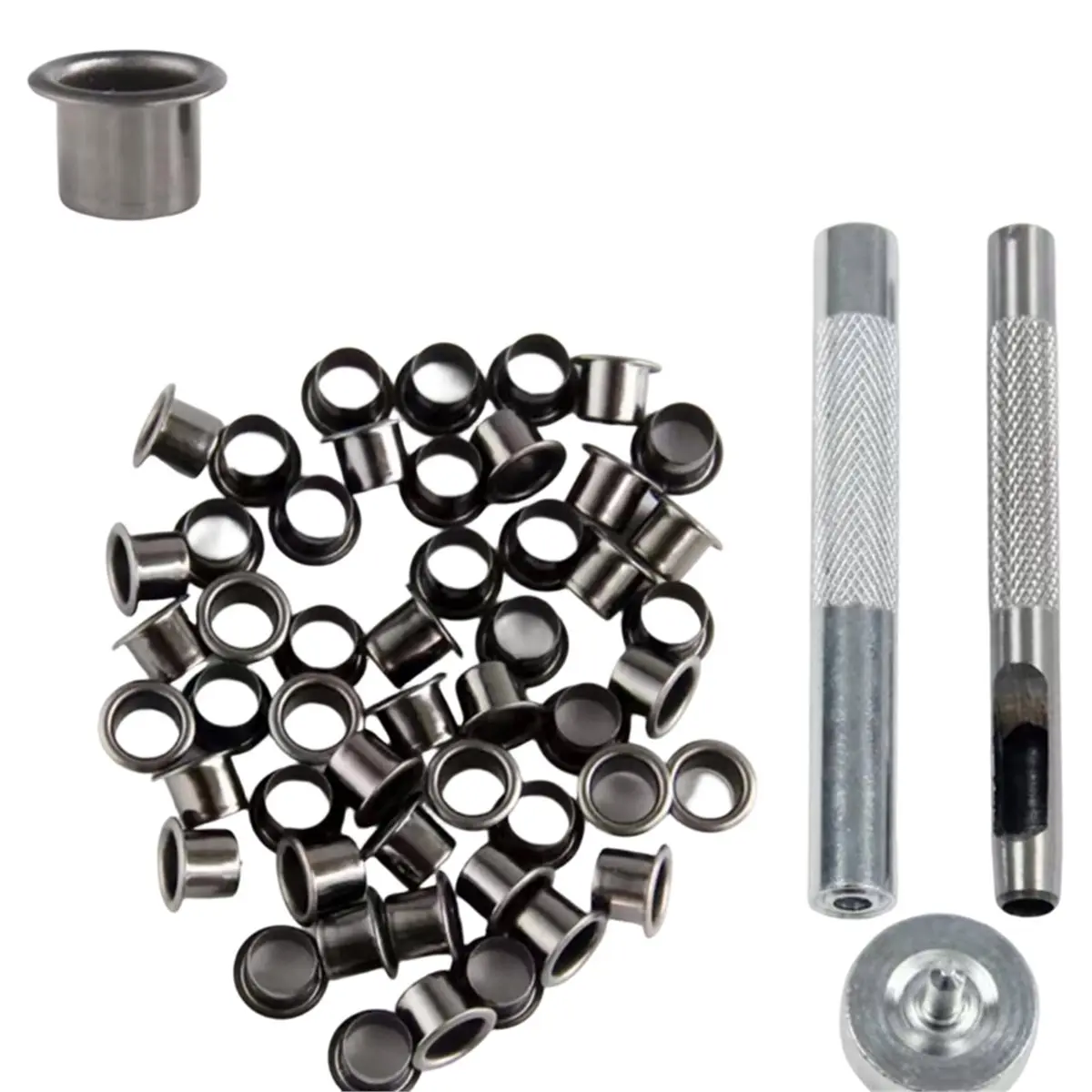 A43TBG 6mm Kydex Tool Setter Set Kit with Anvil and Eyelets Rivet for DIY Sheath Making, Leathercraft Riveting 50pcs