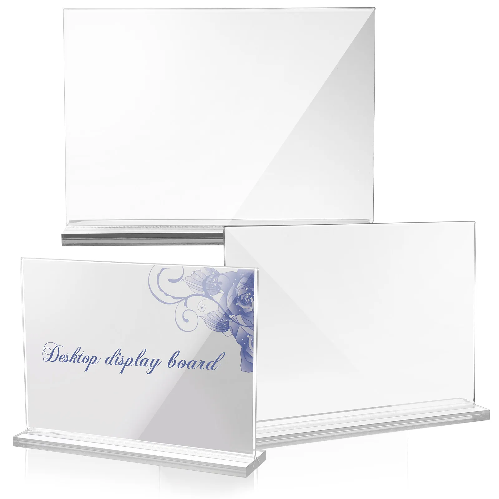 

3Pcs Clear Sign Holder Acrylic Tabletop Display Stand for Menus Price Tags Brochures Document Holder Display Stands A5