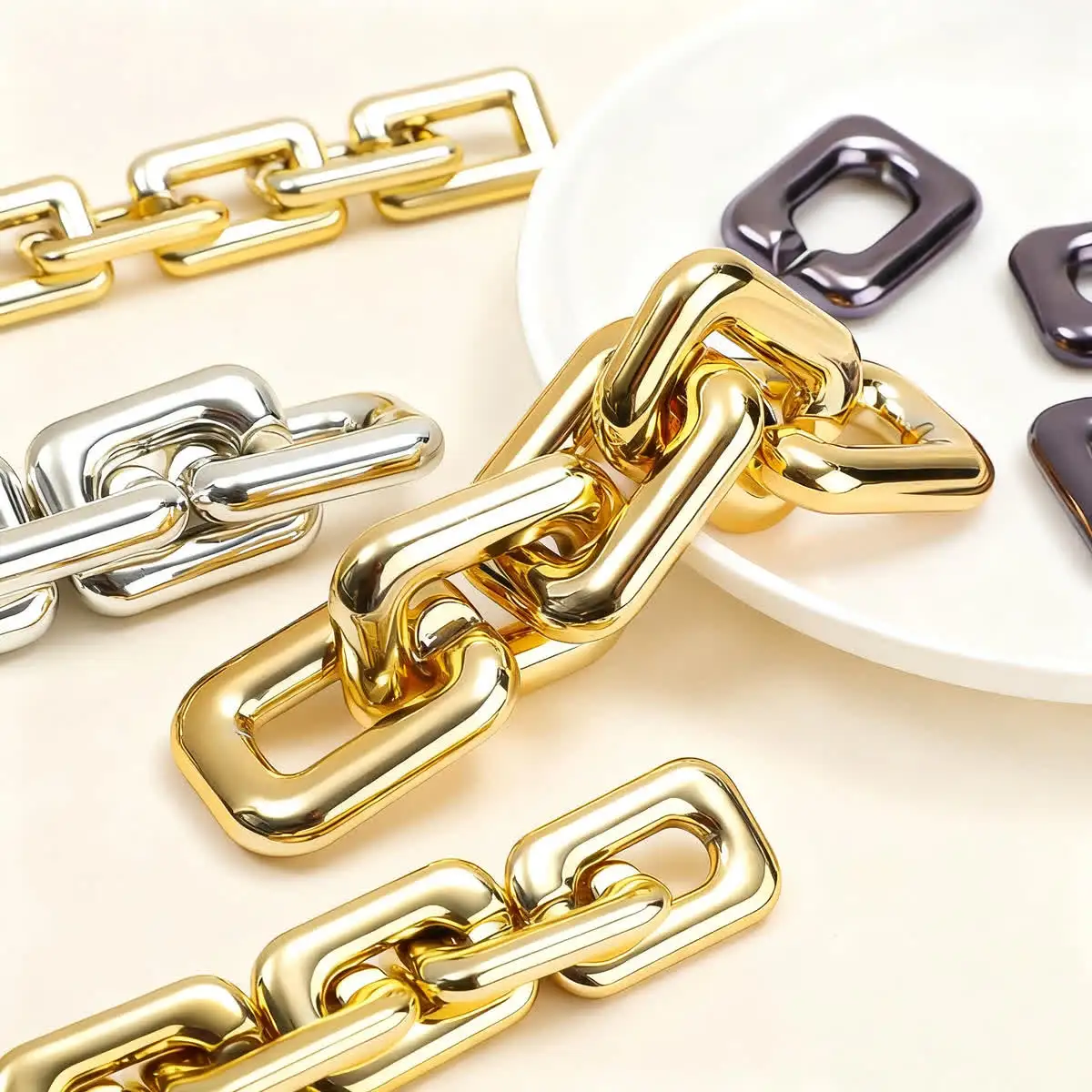 20x30mm Acryl Quadratische Kette Gold Handgemacht DIY für Schmuckherstellung Armbänder Anhänger Halsketten Zubehör