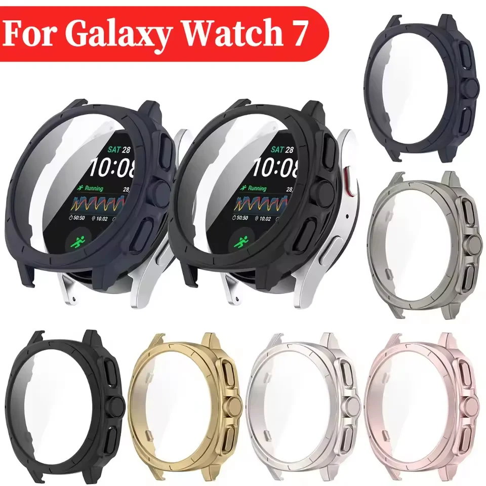 Für Samsung Galaxy Watch 7 40 mm/44 mm Bumper Full Cover Displayschutzfolie Stoßfeste Abdeckung + Displayschutzfolie Anti-Scratch Anti-Drop