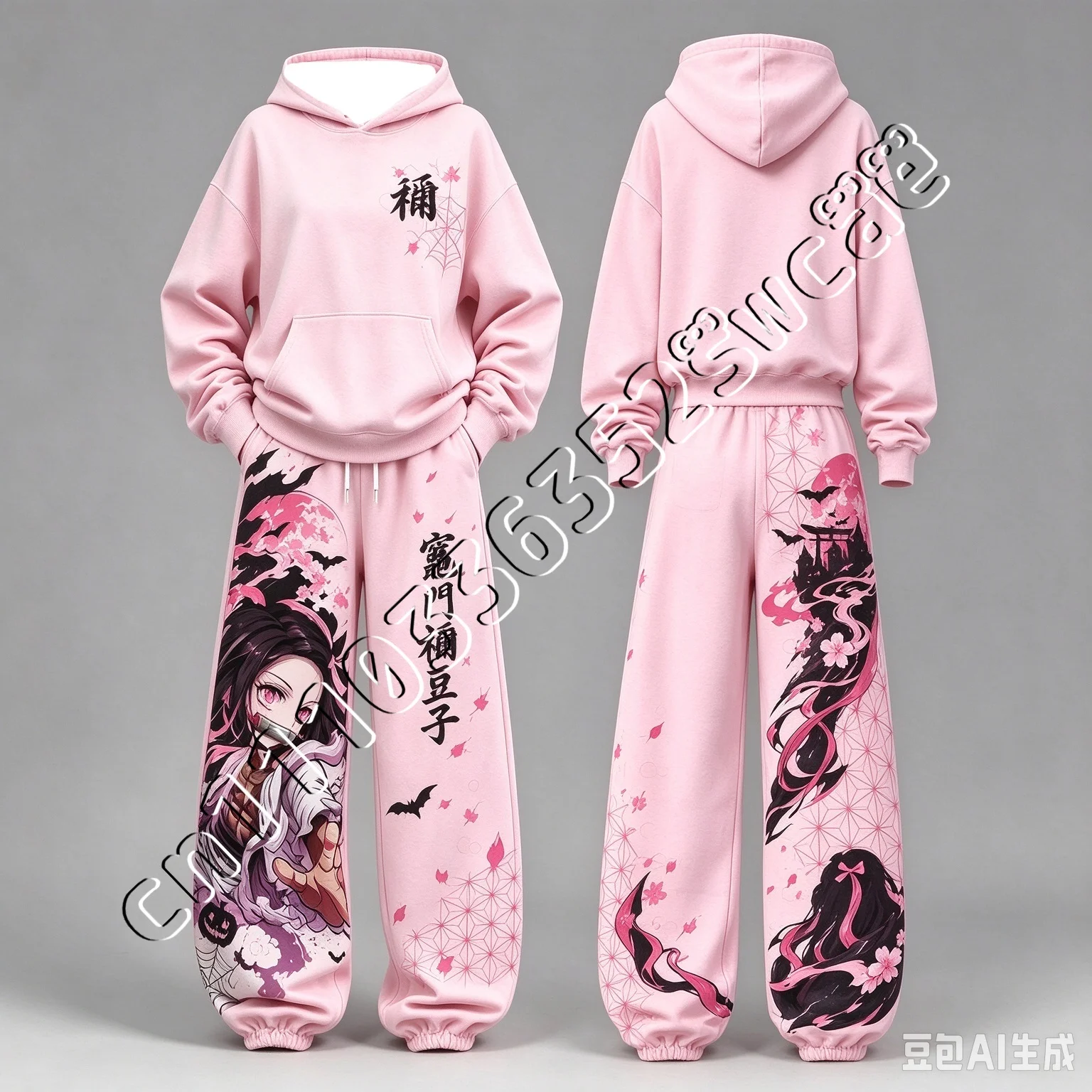 FamilyMatching 26/27 New Demon Slayer Anime Character Hoodie Tracksuit Fashion Street Print Unisex 2 Piece Outfit