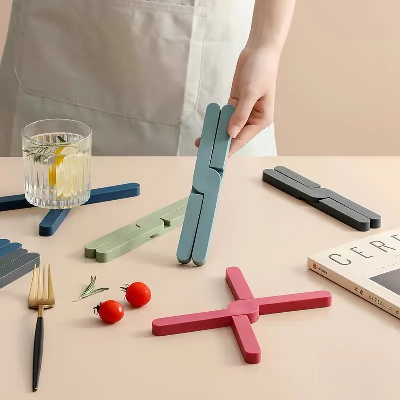 

Силиконовая складная термостойкая подставка, нескользящая подставка для столовых приборов, подставка для кастрюль/посуды и крестообразной подставки, многофункциональная