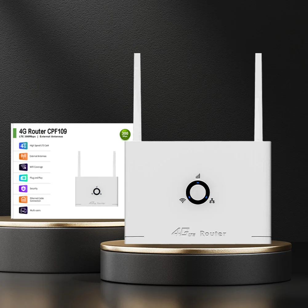 راوتر منزلي لاسلكي مع فتحة بطاقة SIM مودم لاسلكي 300 ميجابت في الثانية نقطة اتصال واي فاي لاسلكية 2 هوائي خارجي 4G بطاقة SIM راوتر
